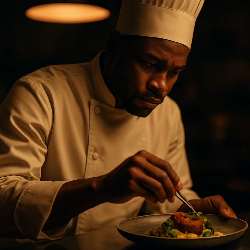 Head chef plating a dish at Savanna Kitchen